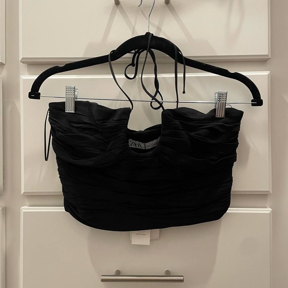 Zara Black Halter Crop Top